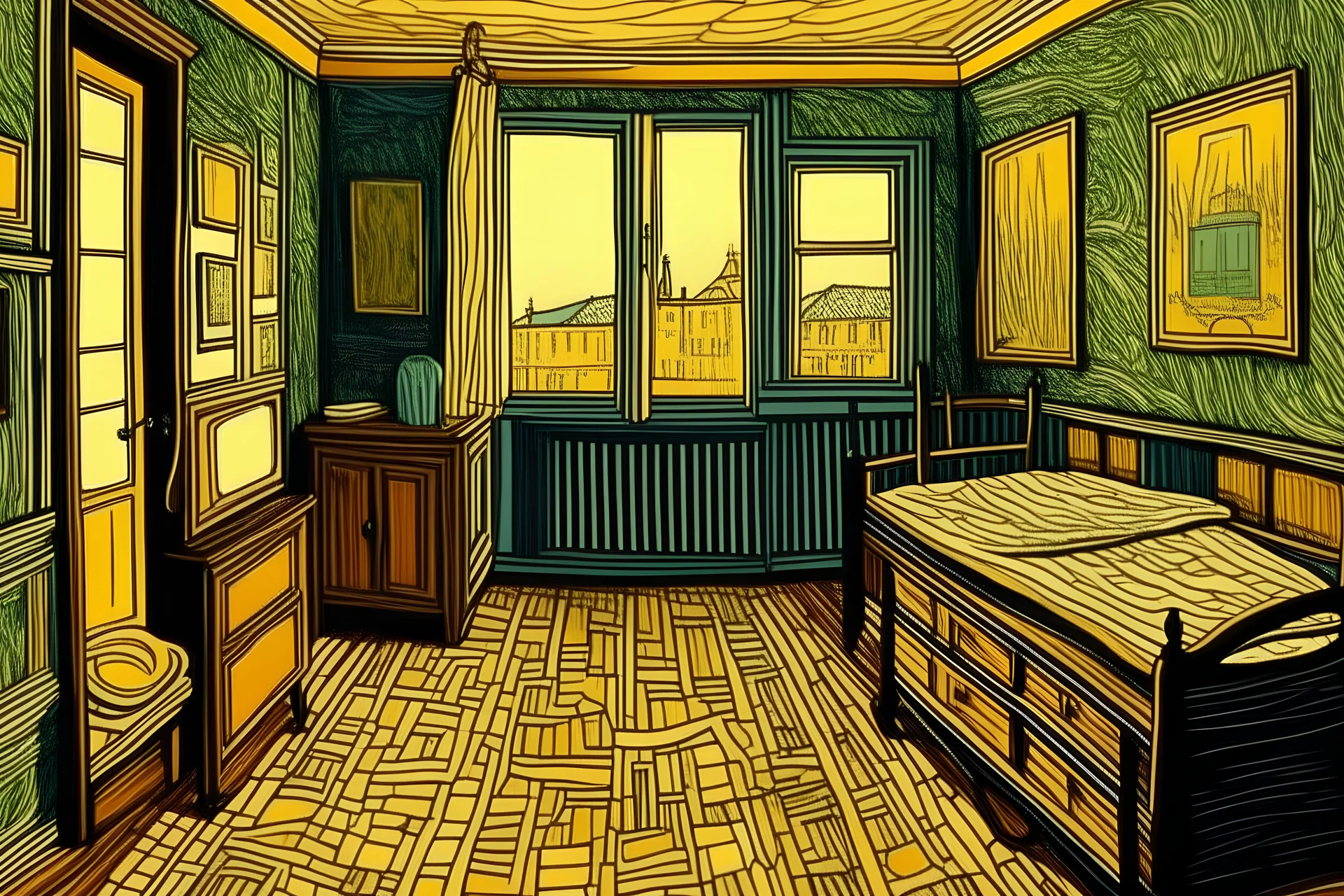 van gogh room in arles linoleum print