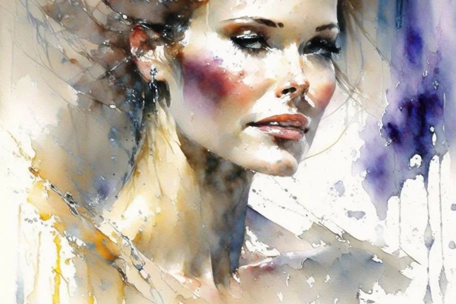 portrait by Willem Haenraets, watercolor, wet on wet and splattering techniques, centered, perfect composition, abstraction, surrealism