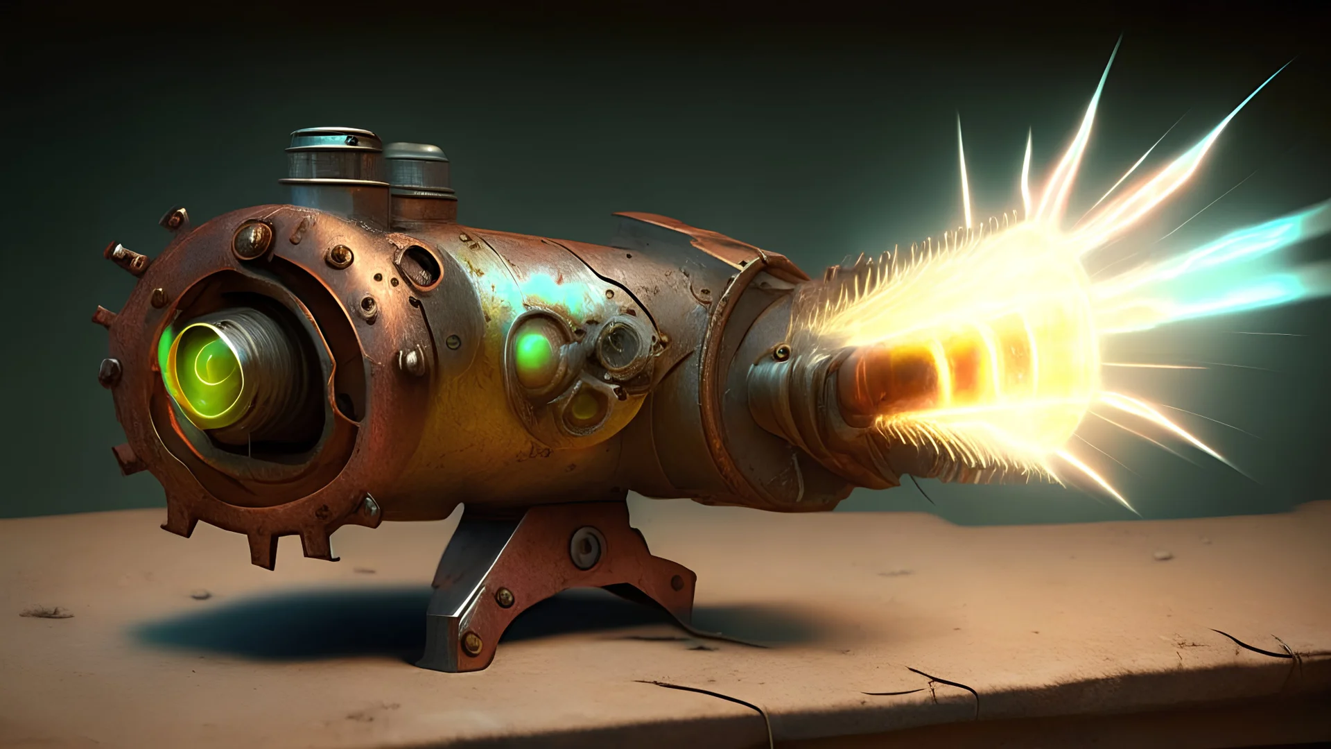 A raygun laser made of rusty metal