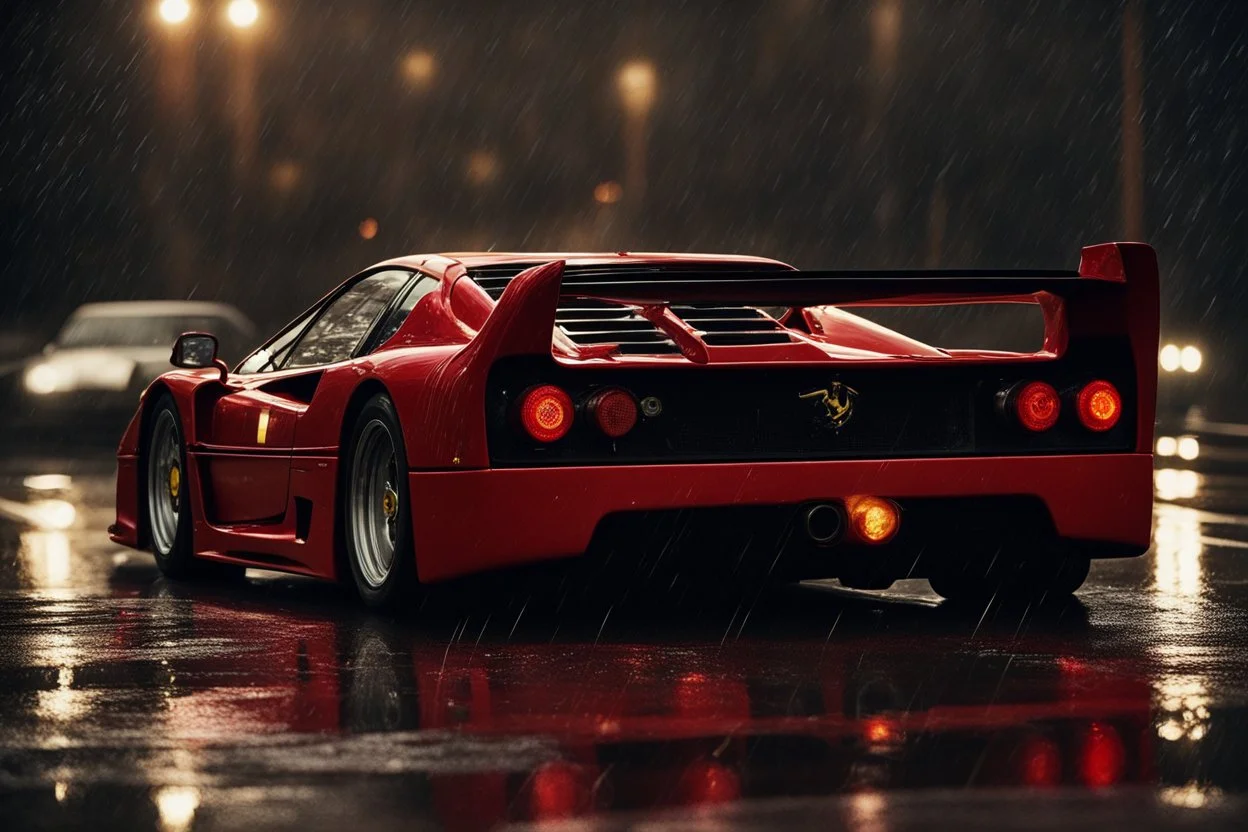 Ferrari f40,rain,reflections,4k,raytracing,night,d... | Gallery