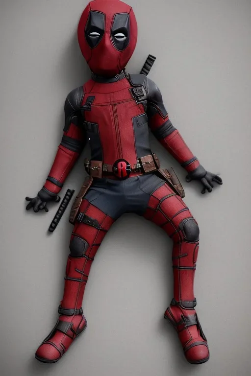 Deadpool toddler, full body, bokeh, hyper realistic