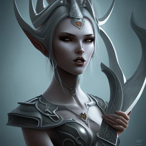 Horned, dark elf, female