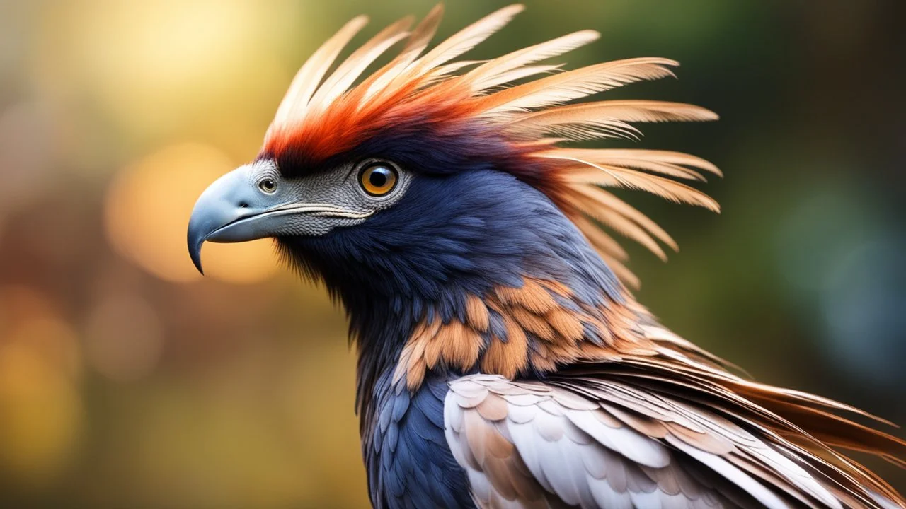 Strange, innovative, beautiful, unknown humanoid animal, exquisite body, feathery plumage, head and upper body, happy, intelligent, thoughtful, friendly, wise, excited, exaggerated features, beautiful volumetric lighting, attractive composition, photorealistic, extremely detailed, chiascuro, bokeh blur