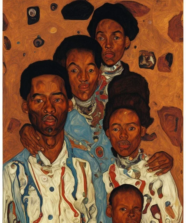 wealthy African American young family by Egon Schiele