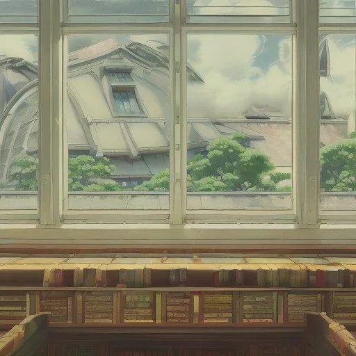 A study room with a mezzanine and dormer Windows, plants bookcase, Beaux Arts architecture,interior design,medium long shot, point of perspective,by Jean Baptiste Monge, Epic cinematic, brilliant stunning, intricate, meticulously, detailed, dramatic atmospheric, maximalist digital matte painting