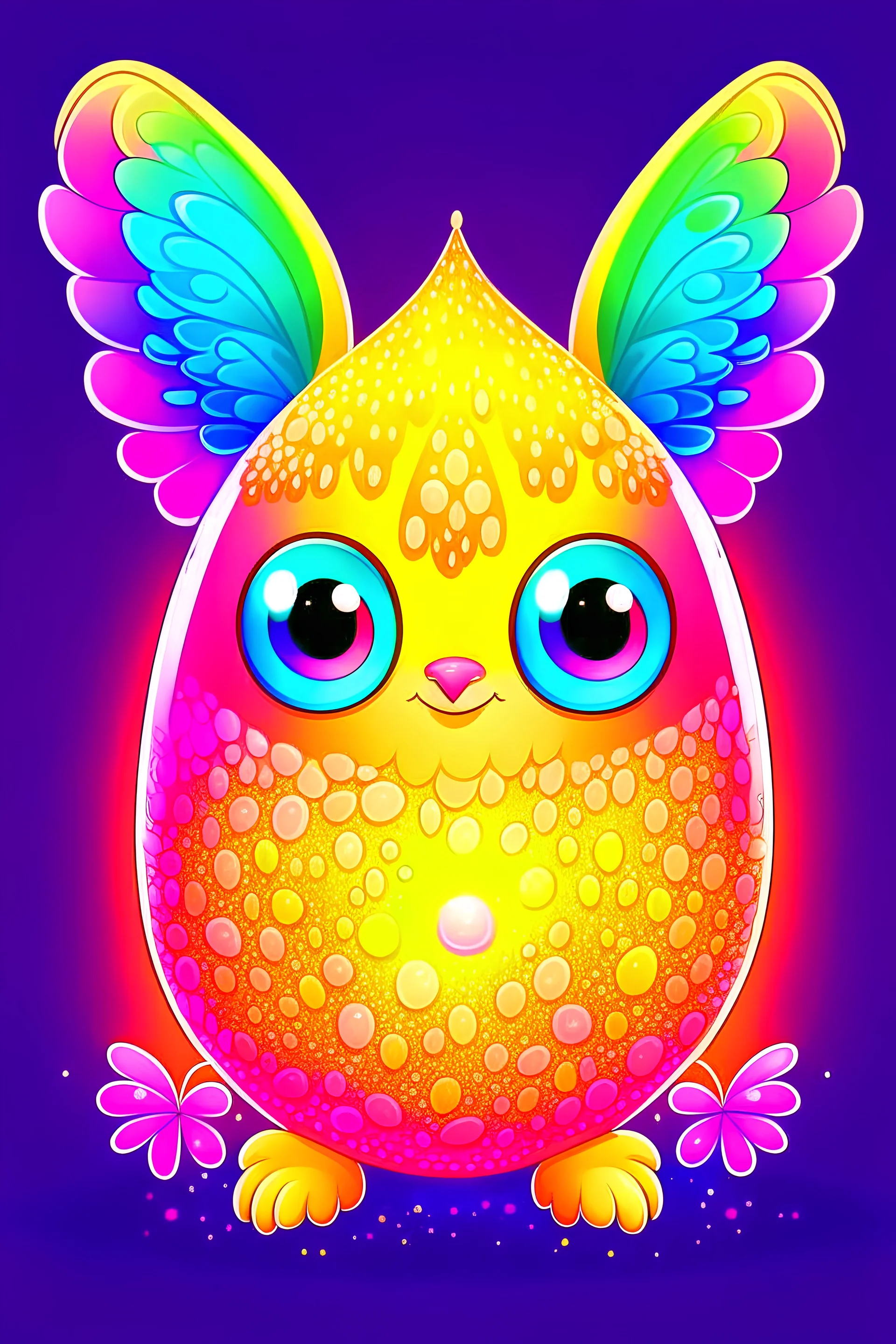 Cartoon egg pfp character intricate butterfly wings egg glow glittler