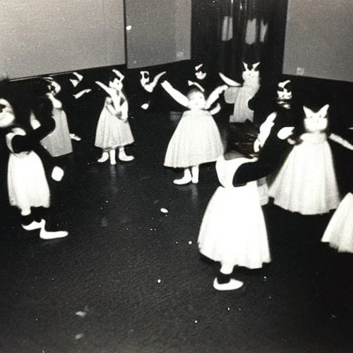 Old Creepy photo of new years eve cats dancing