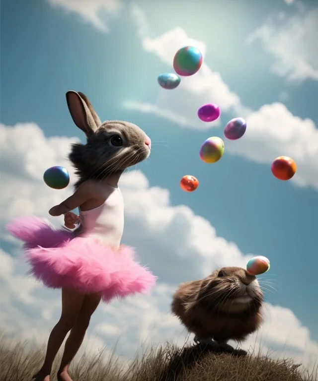 Ultra realistic speed clouds sky scene, wide angle view, child falling down with many Children background, rabbit head, inflatable monsters, circus dress style, feather color, free jumping flying, many trinkets, hair monster, many jelly beans, balls, color smoke, smile, happy, extreme, wind, clouds sea, 20,000 feet altitude, stratosphere, soft color, highly detailed, unreal engine 5, ray tracing, RTX, lumen lighting, ultra detail, volumetric lighting, 3d, finely drawn, high definition.