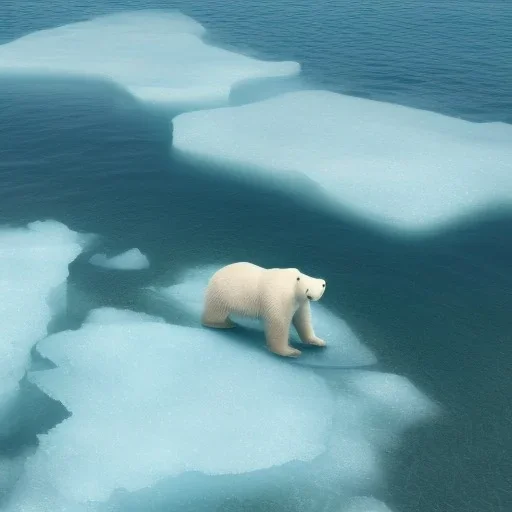 realistic polar bear swimming in artic water with ice floes, 8k resolution, high-quality, fine-detail, intricate, digital art, detailed matte, volumetric lighting, dynamic lighting, 3D octane render, Marc Adamus, Ann Prochilo, Romain Veillon, National Geographic photo