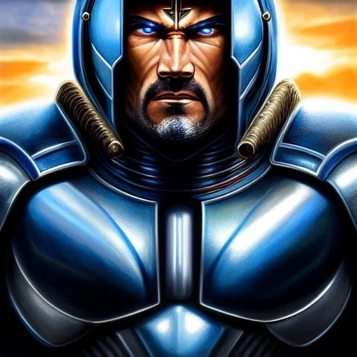 ultra detailed fullbody portrait of X-O Manowar , extremely detailed digital painting, intrincate, extremely detailed face,crystal clear Big eyes, in the style of Boris Vallejo, mystical colors , perfectly centered image, perfect composition, rim light, beautiful lighting,8k, stunning scene, raytracing