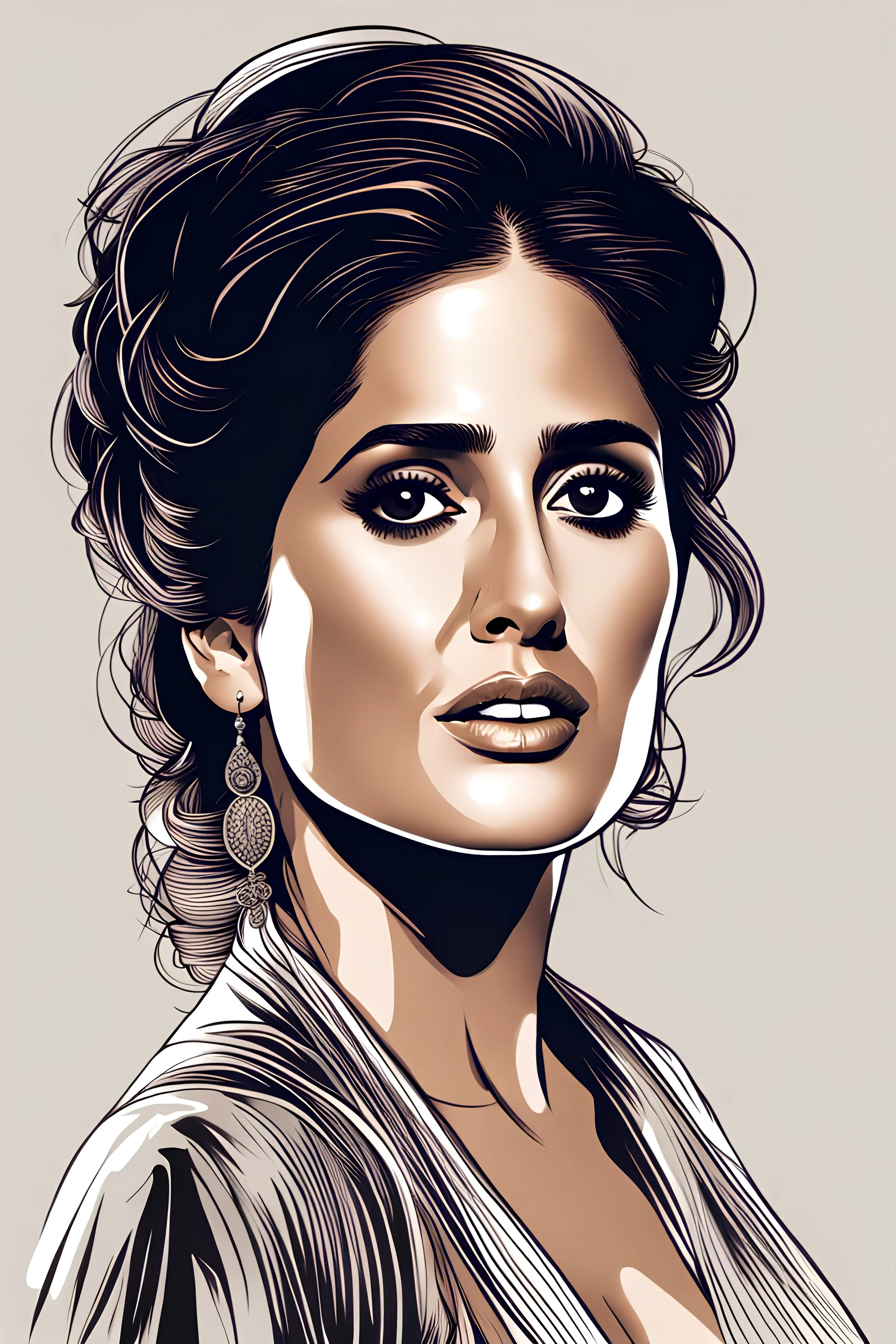 realistic vector style of salma hayek