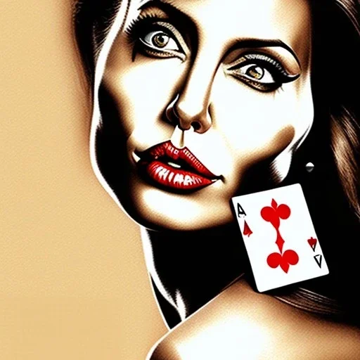 angelina jolie as dollie deluxe, bright eyes, playing card