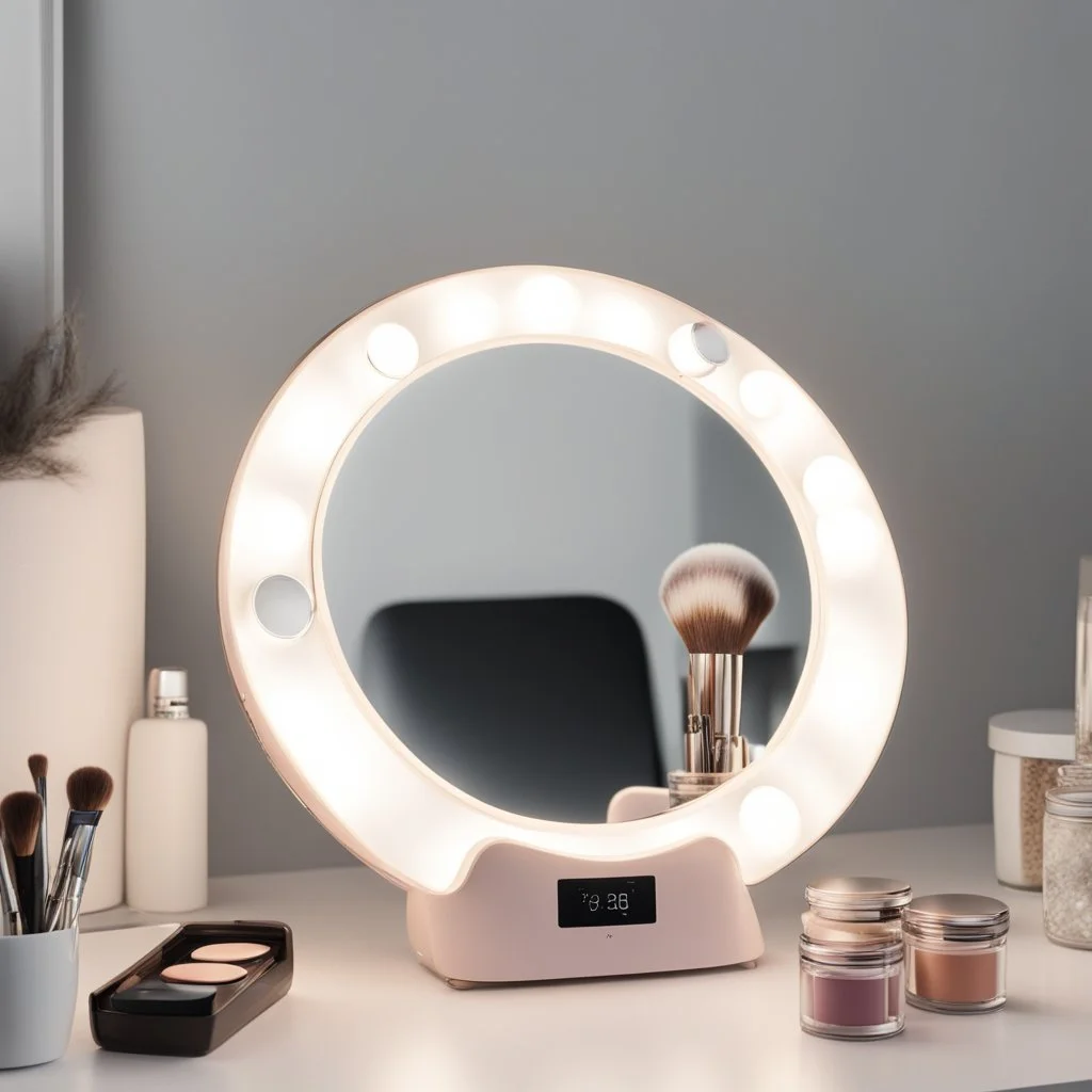 A bright makeup mirror with light