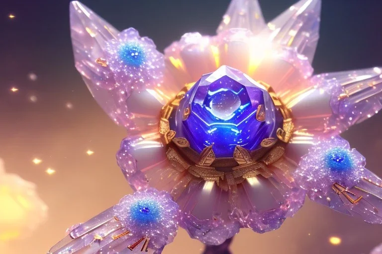 one big crystal subtle flower in a galactic ambiance with a very little soldier dragon, transparent petals, delicate colors, in the foreground, full of details, smooth, bright sunshine，soft light atmosphere, light effect，vaporwave colorful, concept art, smooth, extremely sharp detail, finely tuned detail, ultra high definition, 8 k, unreal engine 5, ultra sharp focus, fibonacci, golden ratio, golden mean