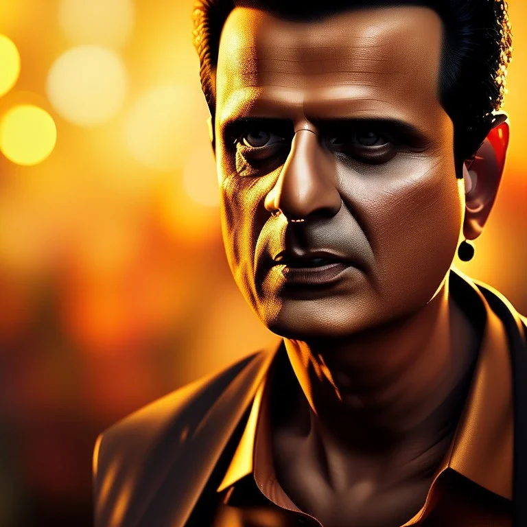 Indian actor Manoj bajpayee, by Mahmoud Sai, Cartographic, Circuitry, Golden Hour, Closeup-View, 16k, Lumen Global Illumination, Diffraction Grading