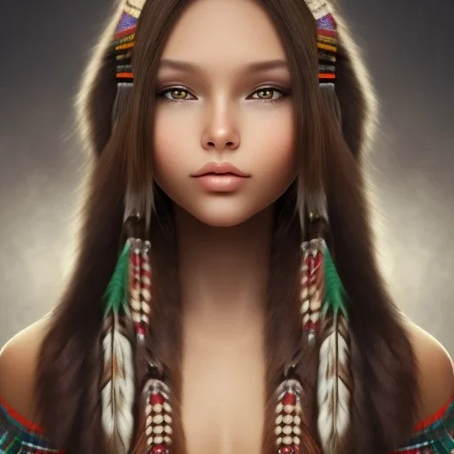 Native American girl, cute, beautiful, long hair, brown eyes, black hair, smiling, tan skin