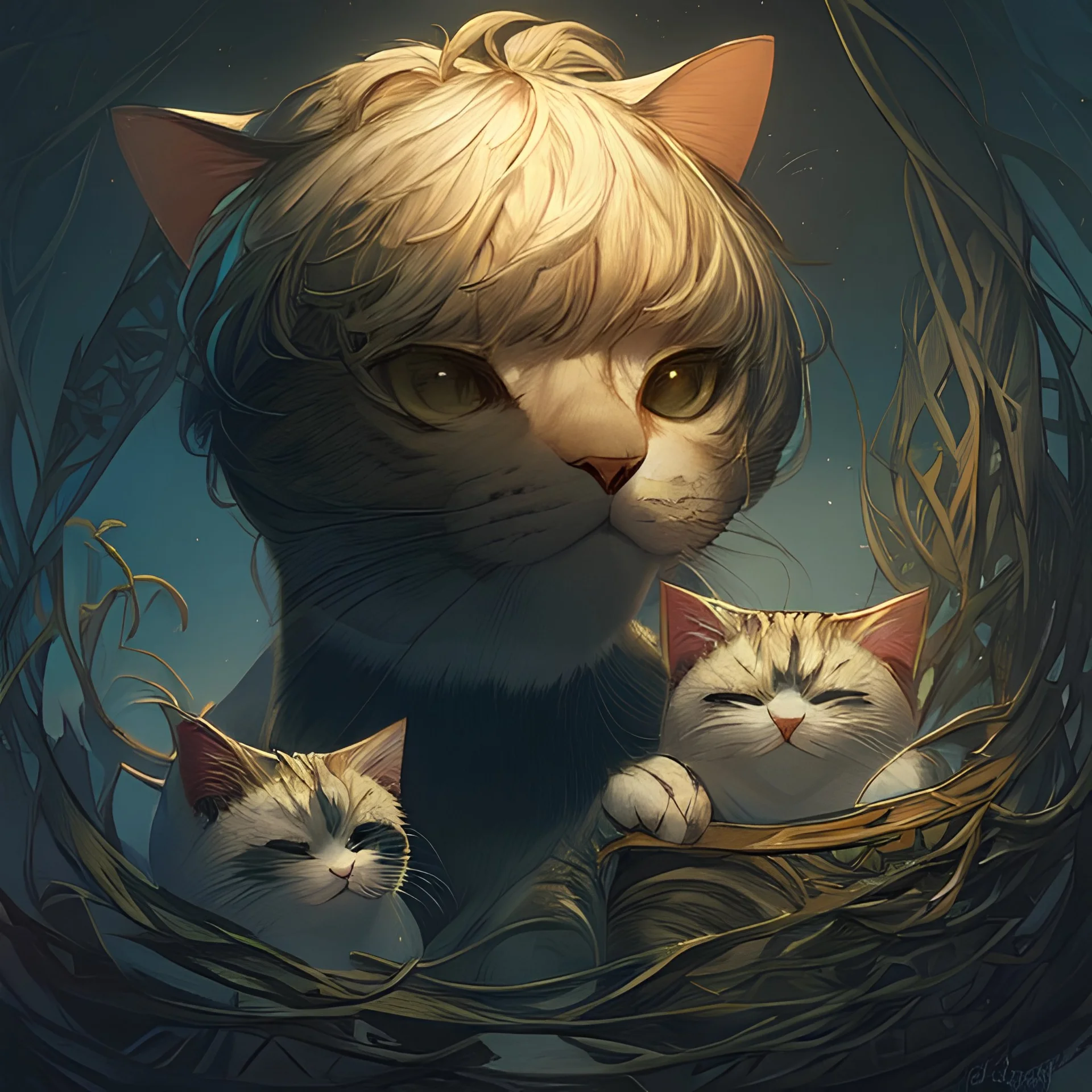 Portrait of a cat by Van Gogh