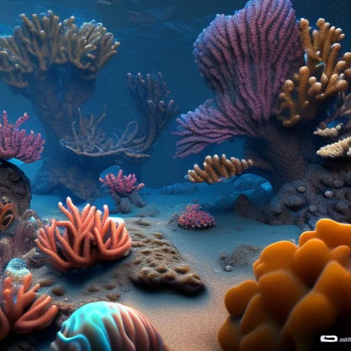 deep sea bottom with corals, unreal engine 5, 8k resolution, photorealistic, ultra detailed