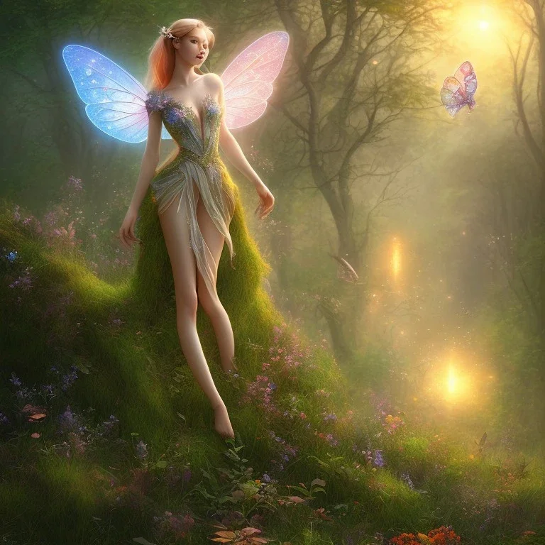 luminous fairy in magical countryside