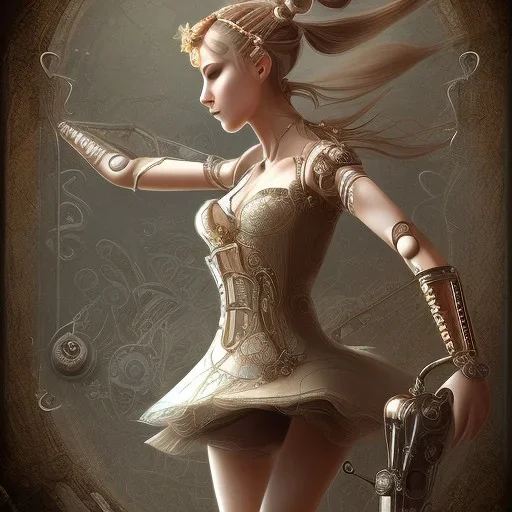 Biomechanical steampunk bailarina