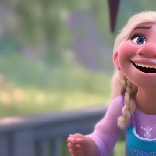 cute, smileing girl eating ice cream, Pixar, disney, cinema lighting, 8k, magic, love --q 1 --v 4