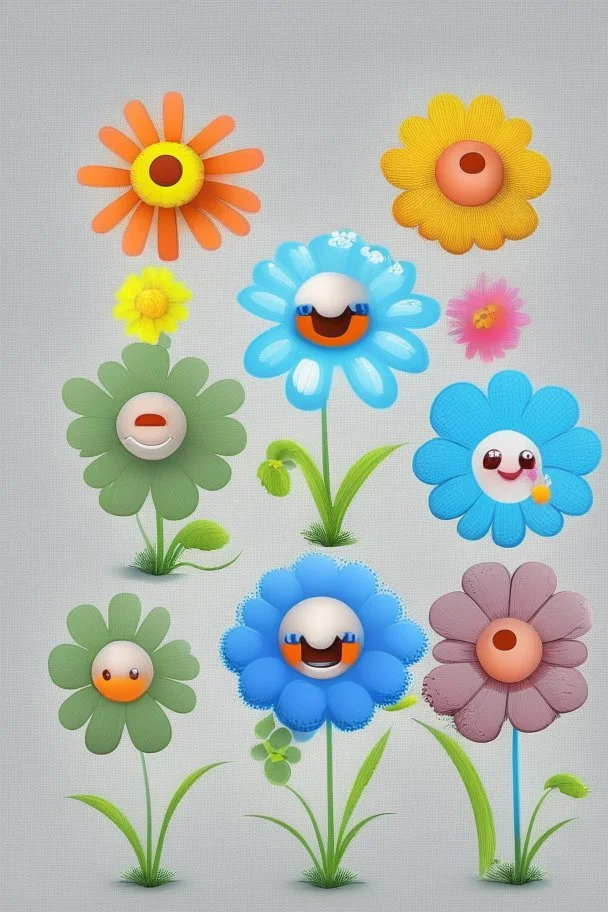 cute avatar flowers on a white backgrounds, detailed