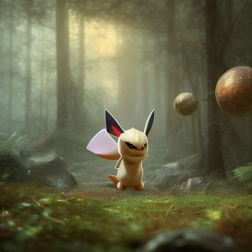 Mystery pokemon,Ambiance dramatique, hyperrealisme, 8k, high quality, lot of details, portrait,