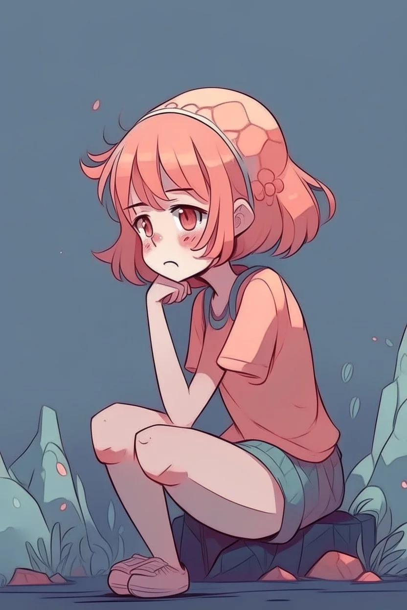 Adorable Underwater Coral Reef Anime Girl