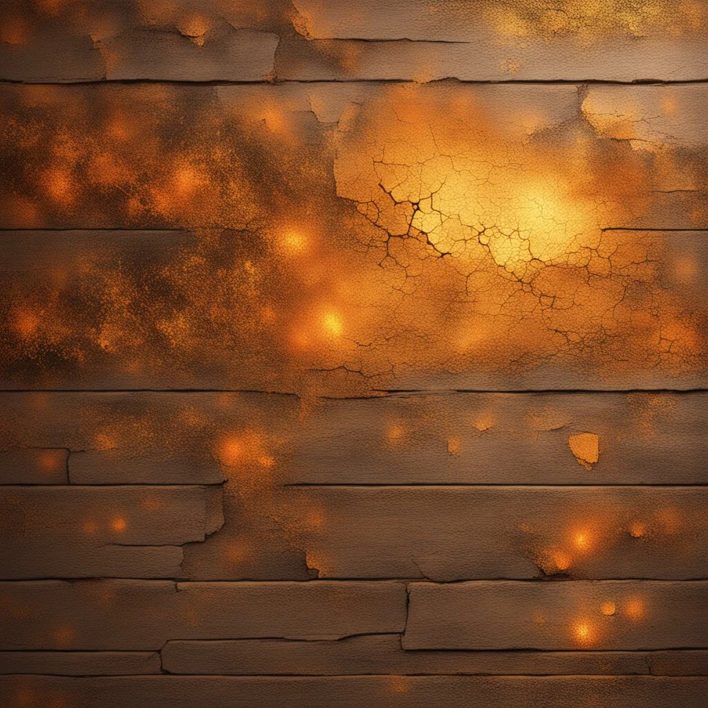 Hyper Realistic Glowing-Golden-patches-texture on rustic-orange-rustic-wall with embers