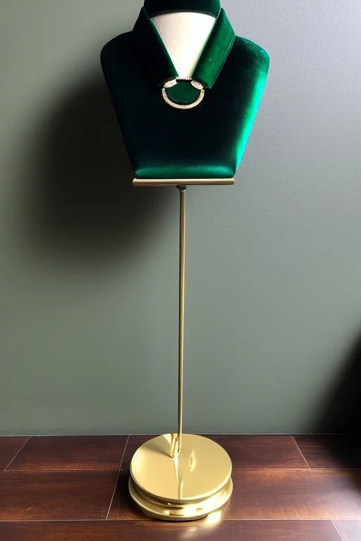 dark green velvet Necklace Mannequin Stand on a luxury table