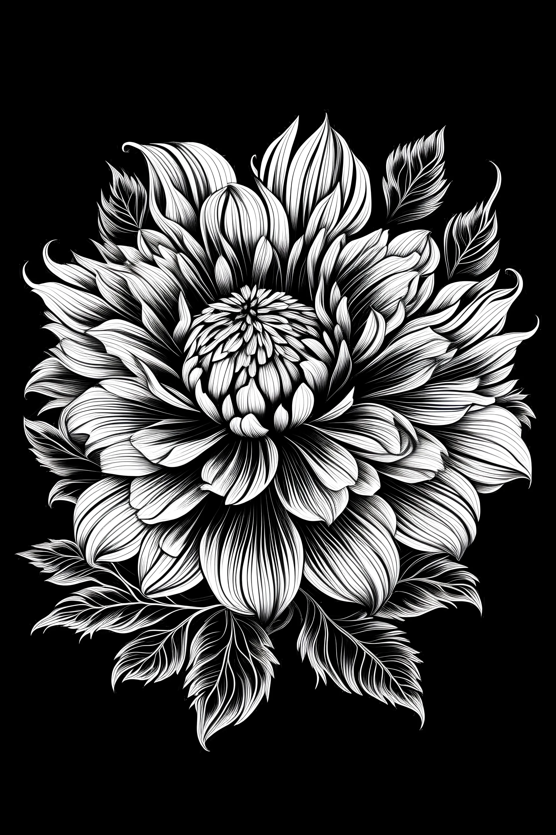 Ambrosia flower BLACK WITHE DRAWING