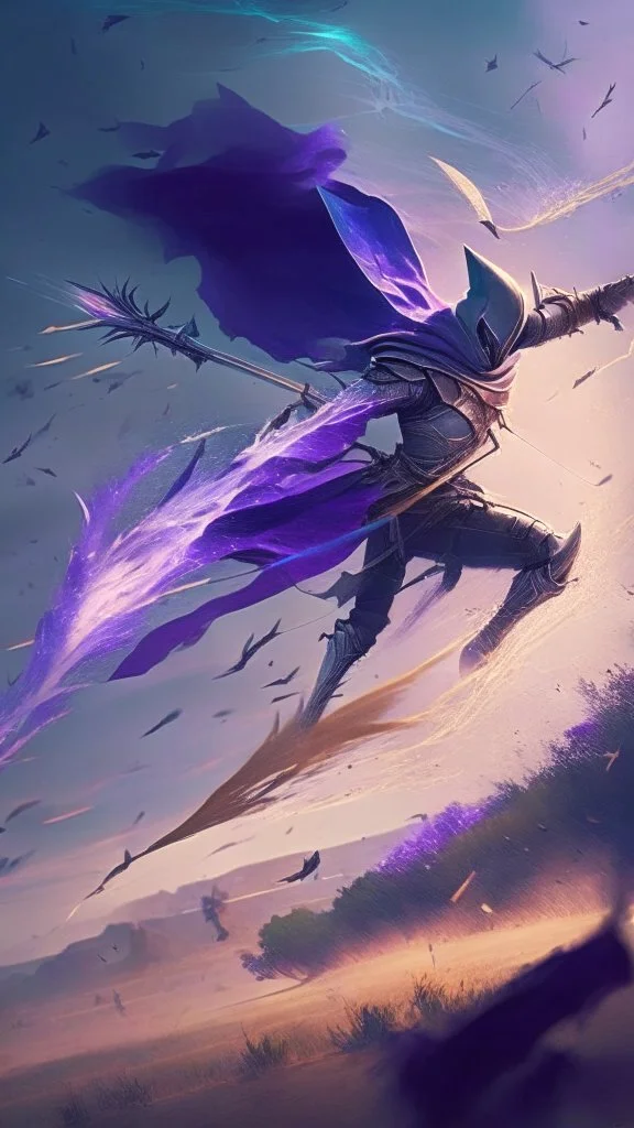 arcane arrow flying through a battlefield