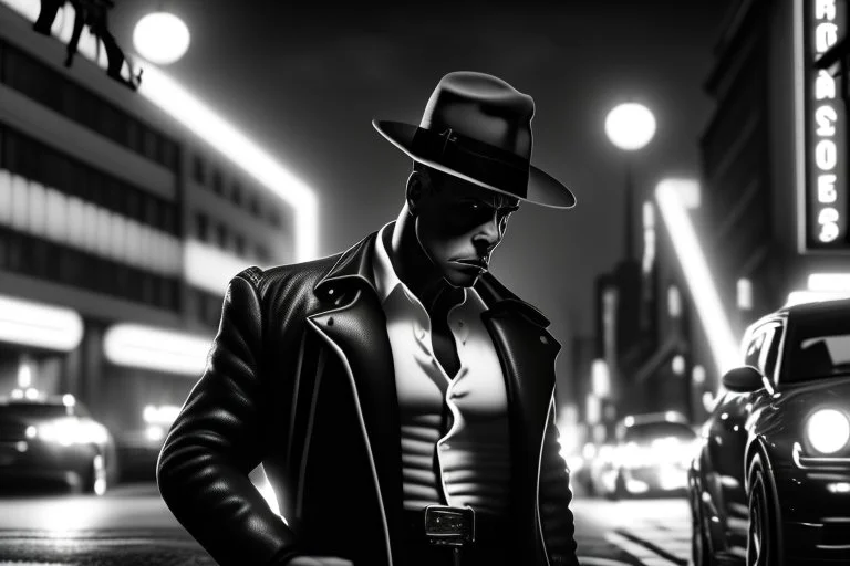street photography: epic film noir; black and white photography, epic,cinematic,stunning,full-on;by artist "film noir";super hyperdetailed;masterpiece;award-winning professional photography;FX;octane render;dynamic lightning;really cool