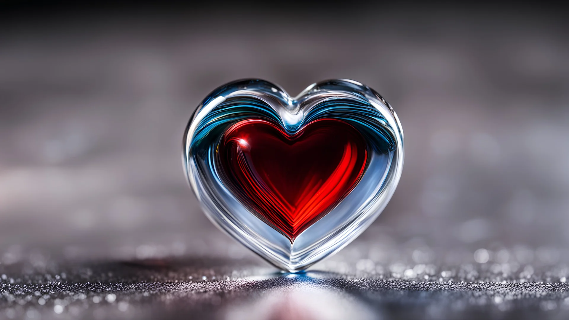 Glass heart, macro photography