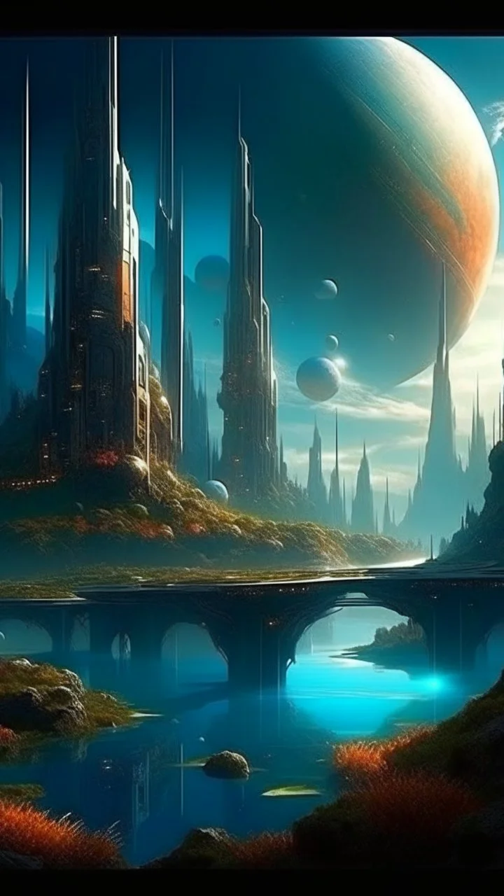 sci fi planet, beautiful, stunning, futuristic city, magical, fantasy