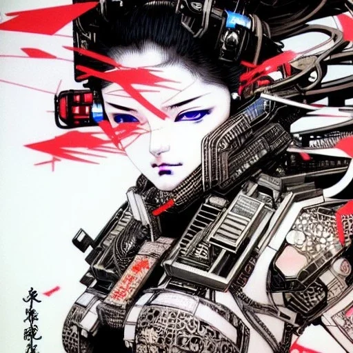 beautiful cyberpunk girl, hyper detailed, hyperdetailed, intricately detailed, illustration by <Katsushika Hokusai> <Yoji Shinkawa>,