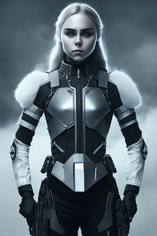 All Black AnnaSophia Robb soldier, ghost, wearing high tech mask, white smoke, dark, rage, sorrow, high definition, ultra 8 k, volumetric lighting, blue fire, fog