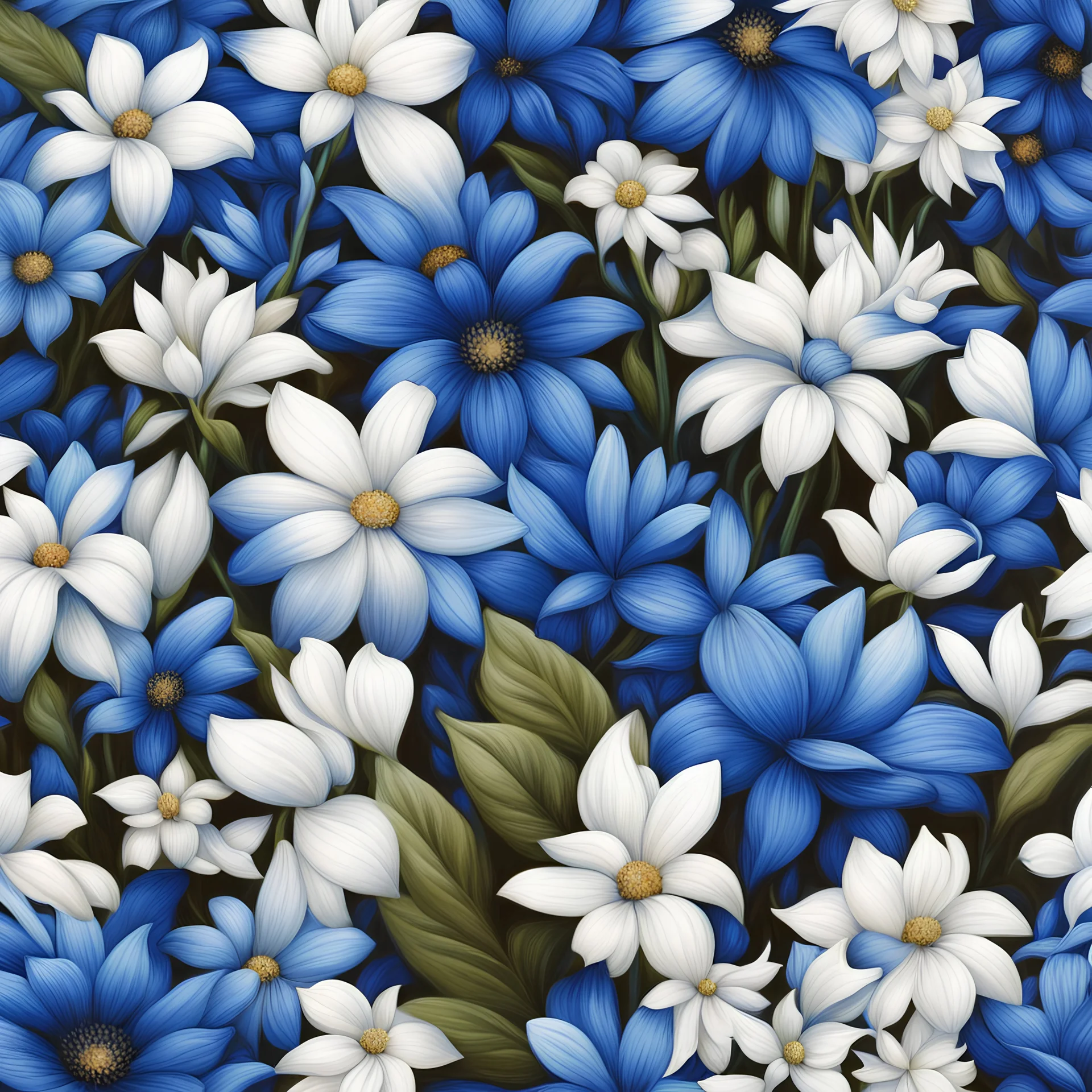 blauw witte bloemen