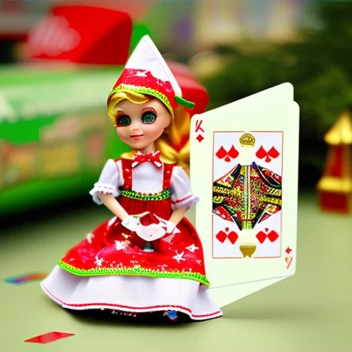 elf as dollie deluxe, bright eyes, playing card, toy train