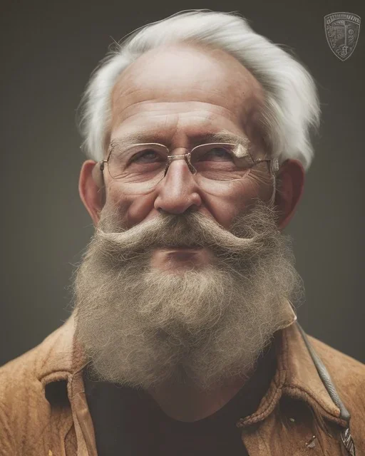 brent peterson, old man, portrait, beard, stoned, photorealistic