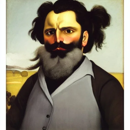 Retrato de un hombre con barba y canas llamado Jacobo Santiago Mozos con el estilo de Gustave Courbet