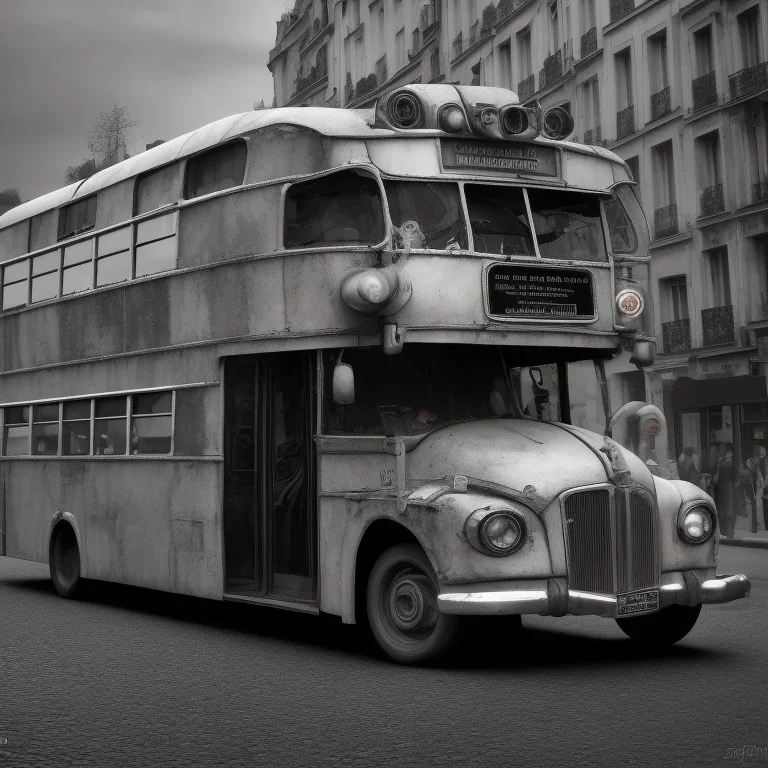 photo d'un vieux robot dans un bus à Paris