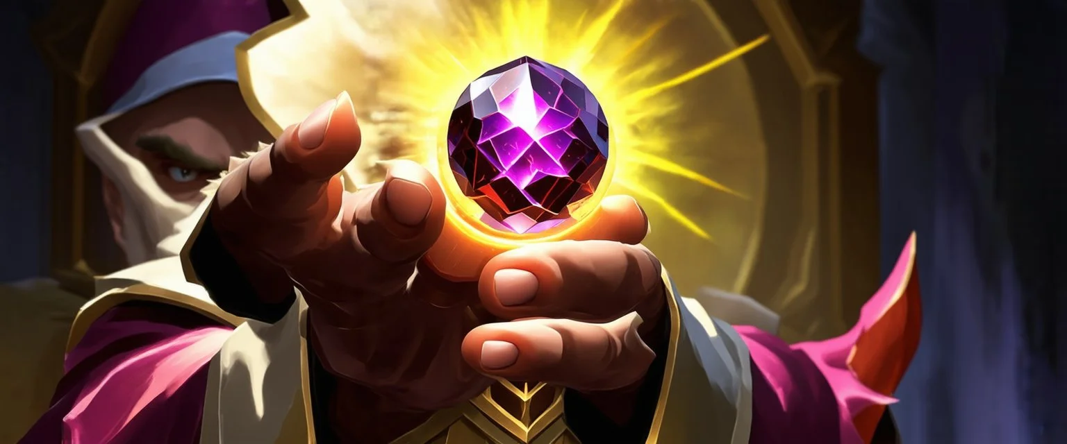 dwarven priest expert holding up a radiant Painite crystal rosette ball
