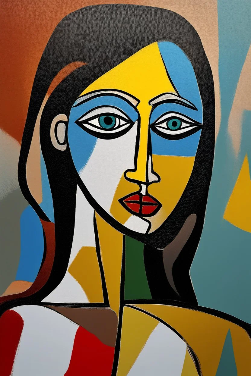 abstract paint pablo picasso nude woman, oil on table, face close up