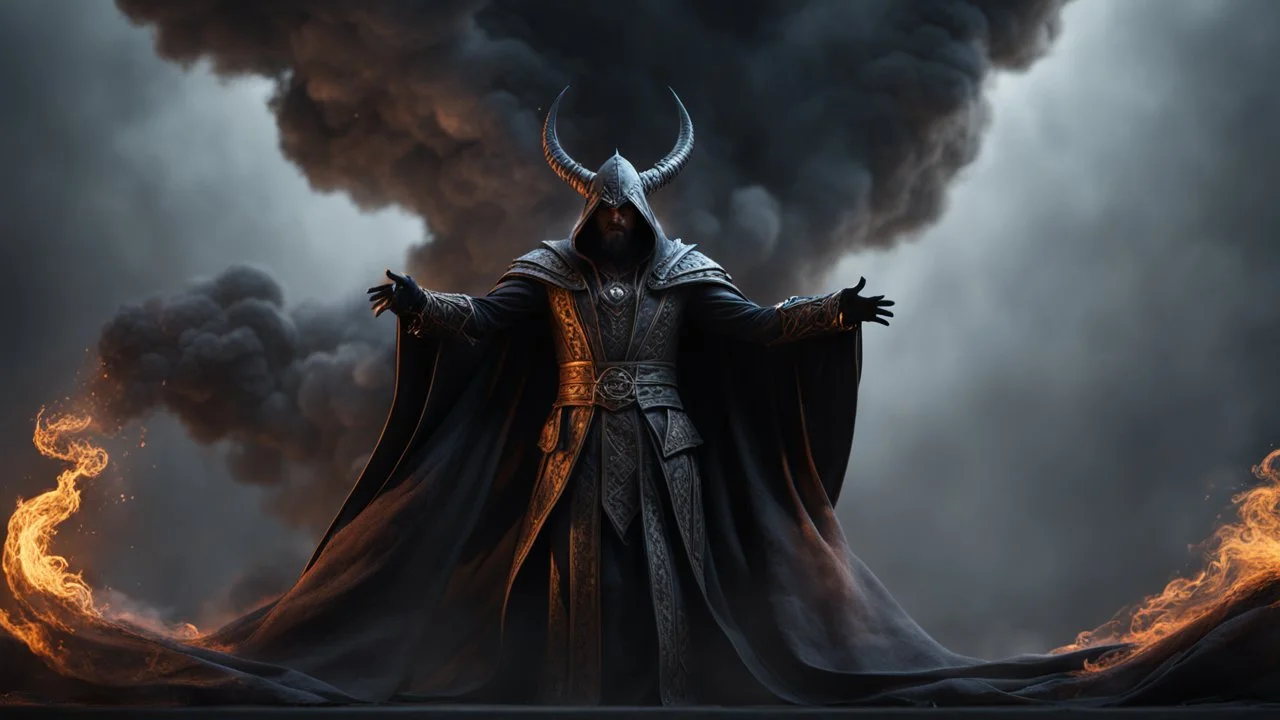 an evil sorcerer made of black smoke. exquisite realism, a masterpiece, fantasy concept art, dynamic lighting, hyperdetailed, intricately detailed, deep color, Unreal Engine, volumetric lighting , Epic cinematic brilliant stunning intricate meticulously detailed dramatic atmospheric maximal,