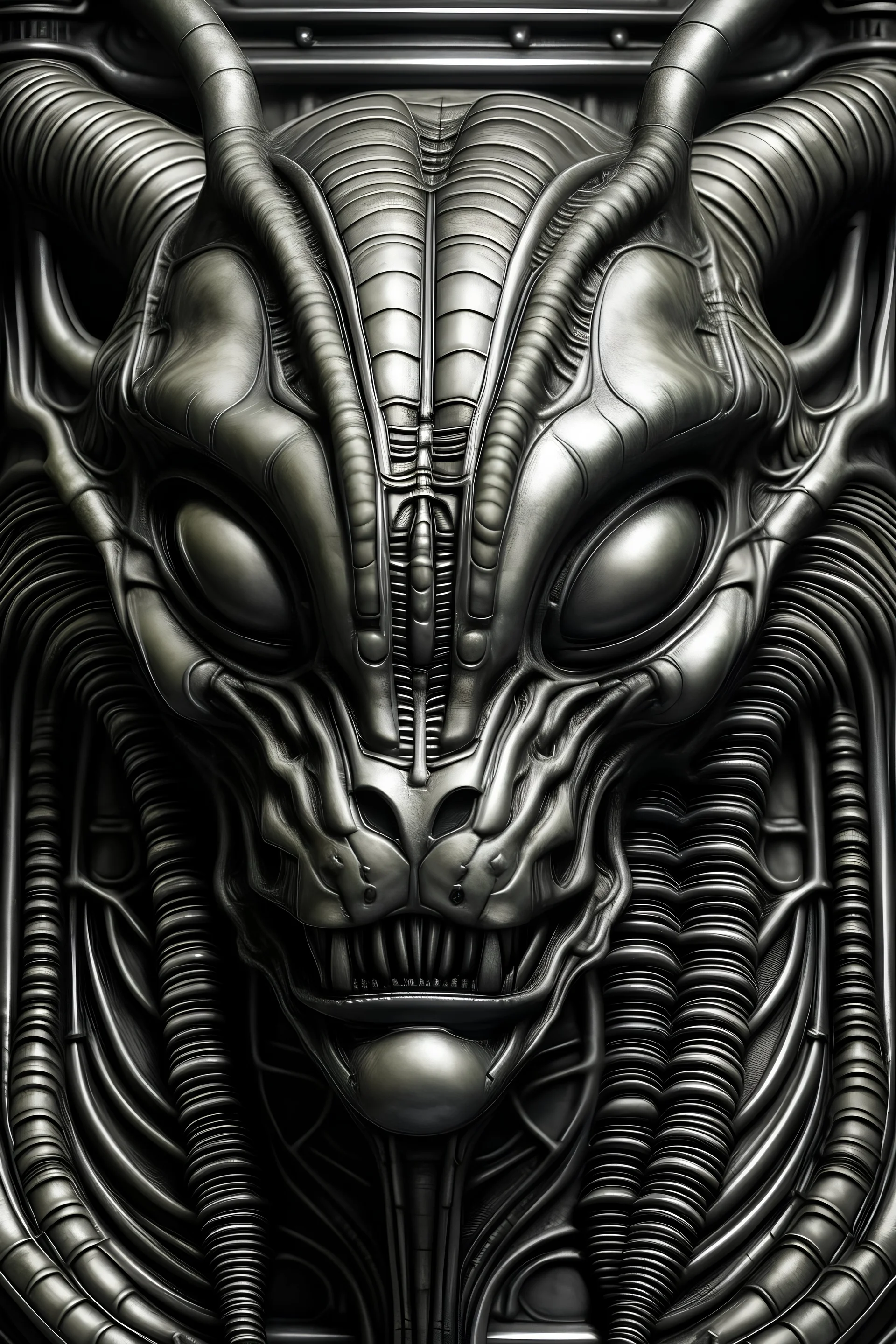 katze mit Giger Alien Kopf