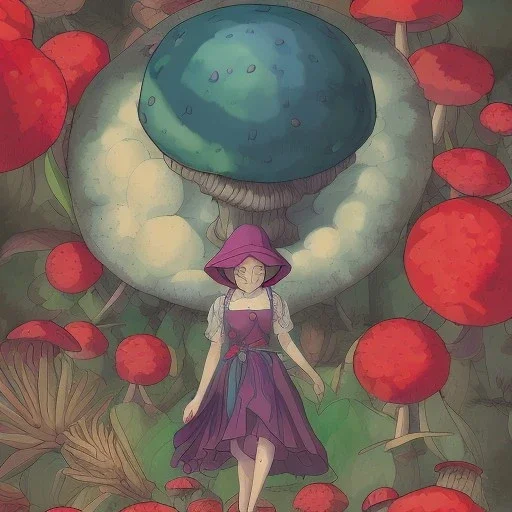 the large Amanita muscaria mushroom is a fairy home.dark masterpiece by savvas apterus.fantasy art by anna dittman.