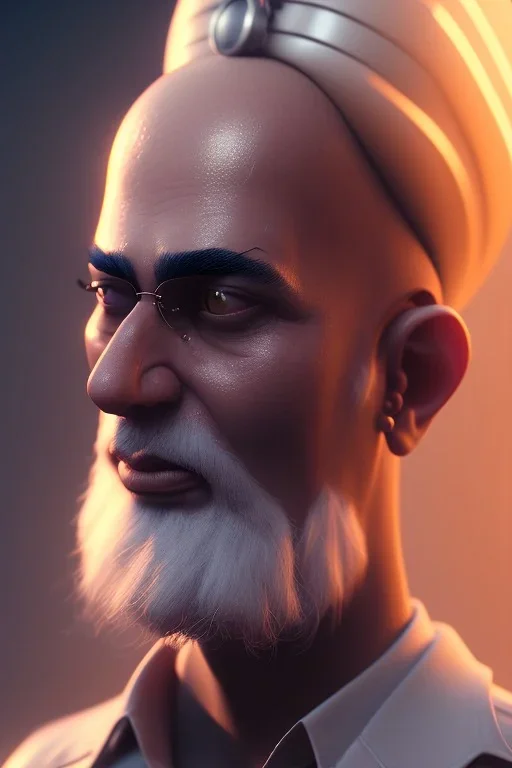 portrait of Atul Bhardwaj, balled head, steampunk, unreal 5, octane render, cinema4d, dynamic lighting, soft lighting, 4k, redshift render, highly detailed, hyper realistic