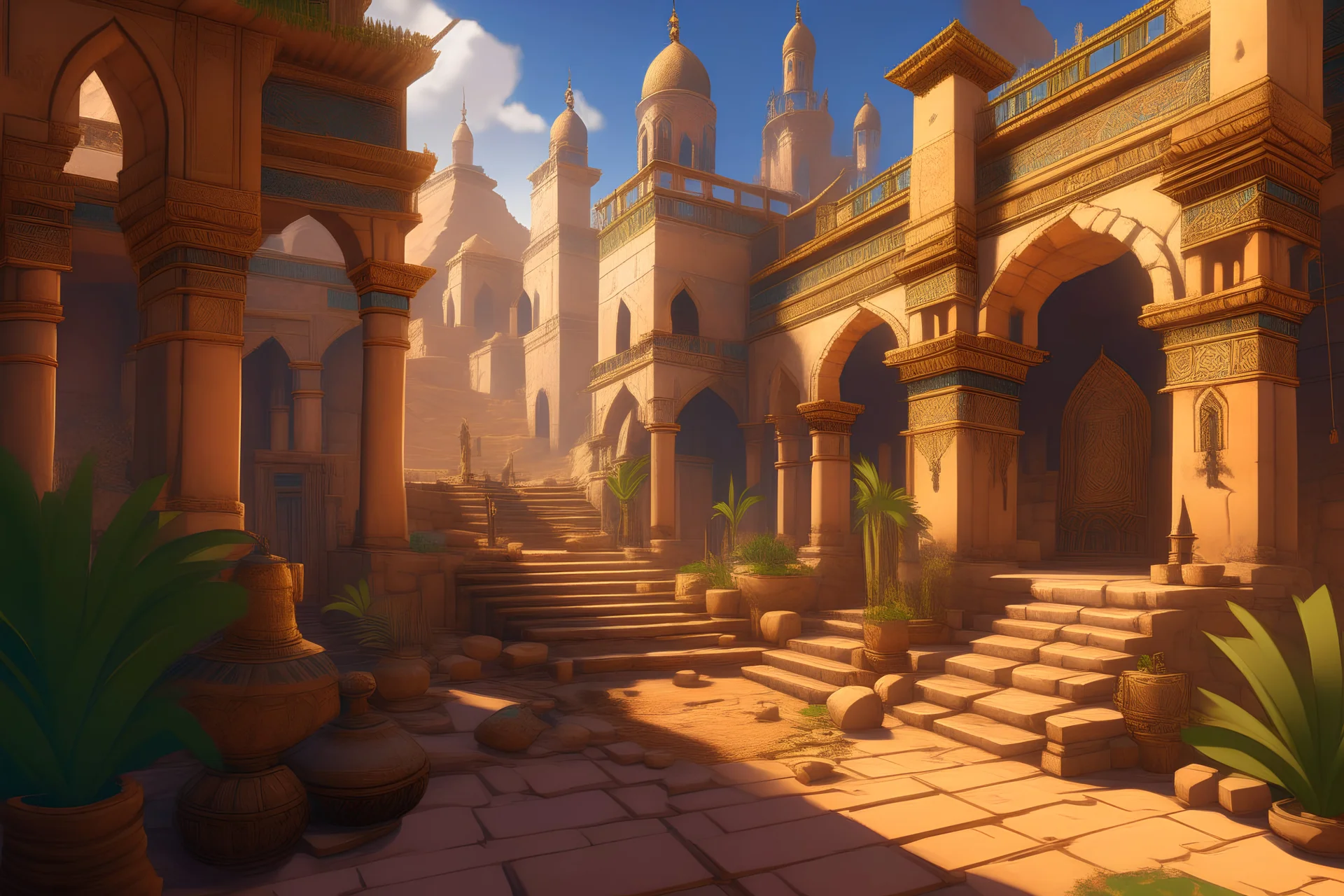 inside the kings castlke side scroller game point of view islamic design