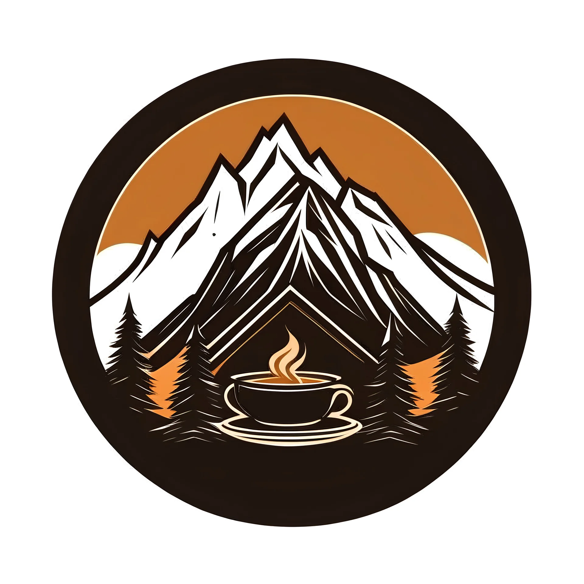 buatkan logo cafe di pegunungan yang simpel